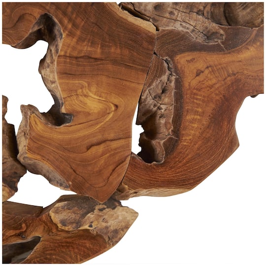 Ivory and Iris 32" Brown Teak Wood Live Edge Wall Mirror